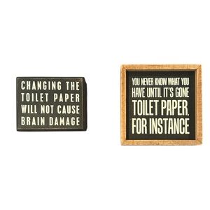 Kohl's Black and White Humorous Bathroom Sign Set